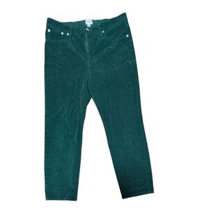 J. Crew Vintage straight corduroy pant dark green zip high rise stretch 31P
